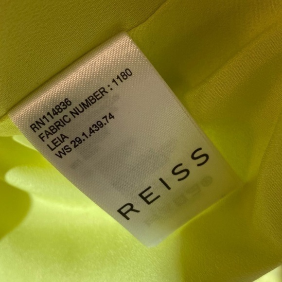 Reiss Leia 100% Silk Pleated Citrus Chartreuse Lined Dress 6 Sleeveless - Picture 6 of 7